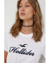 Hollister Co. tricou din bumbac culoarea alb - Pled.ro