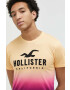 Hollister Co. tricou din bumbac culoarea galben modelator - Pled.ro