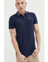 Hollister Co. tricou polo barbati culoarea bej neted - Pled.ro