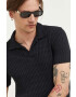 Hollister Co. tricou polo barbati culoarea negru neted - Pled.ro