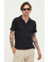 Hollister Co. tricou polo barbati culoarea negru neted - Pled.ro