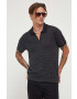 Hollister Co. tricou polo barbati culoarea negru neted - Pled.ro