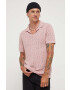 Hollister Co. tricou polo barbati culoarea roz neted - Pled.ro