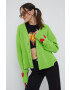 Huf cardigan din amestec de lana femei culoarea verde - Pled.ro