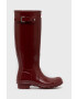 Hunter cizme Original Tall Gloss femei culoarea bordo - Pled.ro