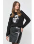 Karl Lagerfeld bluza femei culoarea negru cu imprimeu - Pled.ro