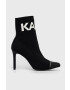 Karl Lagerfeld botine Panache Hi femei culoarea negru cu toc cui - Pled.ro