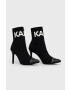 Karl Lagerfeld botine Panache Hi femei culoarea negru cu toc cui - Pled.ro