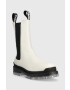 Karl Lagerfeld ghete chelsea de piele Biker Ii femei culoarea alb cu toc plat - Pled.ro