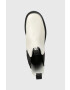 Karl Lagerfeld ghete chelsea de piele Biker Ii femei culoarea alb cu toc plat - Pled.ro