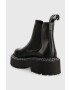 Karl Lagerfeld ghete chelsea de piele PATROL II femei culoarea negru cu toc plat KL45251 - Pled.ro