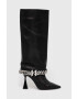 Karl Lagerfeld ghete de piele DEBUT femei culoarea negru cu toc cui KL32080 - Pled.ro