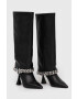 Karl Lagerfeld ghete de piele DEBUT femei culoarea negru cu toc cui KL32080 - Pled.ro