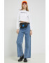 Karl Lagerfeld Jeans longsleeve din bumbac culoarea alb - Pled.ro