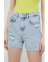 Karl Lagerfeld Jeans pantaloni scurti jeans femei neted high waist - Pled.ro