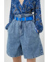 Karl Lagerfeld Jeans pantaloni scurti jeans femei neted high waist - Pled.ro