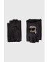 Karl Lagerfeld manusi de piele femei culoarea negru - Pled.ro