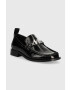 Karl Lagerfeld mocasini de piele MOKASSINO II femei culoarea negru cu toc plat KL41336 - Pled.ro