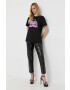 Karl Lagerfeld pantaloni femei culoarea negru drept high waist - Pled.ro