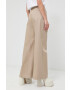 Karl Lagerfeld pantaloni femei culoarea bej lat high waist - Pled.ro