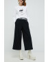 Karl Lagerfeld pantaloni femei culoarea negru lat high waist - Pled.ro