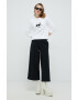 Karl Lagerfeld pantaloni femei culoarea negru lat high waist - Pled.ro