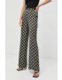 Karl Lagerfeld pantaloni femei culoarea negru lat high waist - Pled.ro