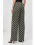 Karl Lagerfeld pantaloni femei culoarea negru lat high waist - Pled.ro