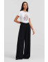 Karl Lagerfeld pantaloni femei culoarea negru lat high waist - Pled.ro