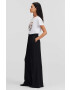 Karl Lagerfeld pantaloni femei culoarea negru lat high waist - Pled.ro