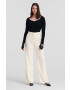 Karl Lagerfeld pantaloni femei culoarea bej lat high waist - Pled.ro