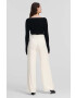 Karl Lagerfeld pantaloni femei culoarea bej lat high waist - Pled.ro