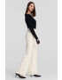 Karl Lagerfeld pantaloni femei culoarea bej lat high waist - Pled.ro