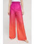 Karl Lagerfeld pantaloni de bumbac culoarea roz lat high waist - Pled.ro