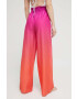 Karl Lagerfeld pantaloni de bumbac culoarea roz lat high waist - Pled.ro