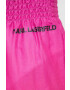 Karl Lagerfeld pantaloni de bumbac culoarea roz lat high waist - Pled.ro