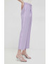 Karl Lagerfeld pantaloni din lana culoarea violet fason tigareta high waist - Pled.ro