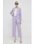 Karl Lagerfeld pantaloni din lana culoarea violet fason tigareta high waist - Pled.ro