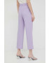 Karl Lagerfeld pantaloni din lana culoarea violet fason tigareta high waist - Pled.ro