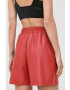 Karl Lagerfeld pantaloni scurti femei culoarea rosu neted high waist - Pled.ro