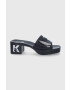 Karl Lagerfeld papuci JELLY BLOK HEEL femei culoarea negru cu toc drept KL83001 - Pled.ro