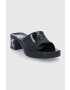 Karl Lagerfeld papuci JELLY BLOK HEEL femei culoarea negru cu toc drept KL83001 - Pled.ro