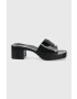 Karl Lagerfeld papuci JELLY BLOK HEEL femei culoarea negru cu toc drept KL83005 - Pled.ro