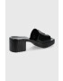 Karl Lagerfeld papuci JELLY BLOK HEEL femei culoarea negru cu toc drept KL83005 - Pled.ro