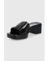 Karl Lagerfeld papuci JELLY BLOK HEEL femei culoarea negru cu toc drept KL83005 - Pled.ro