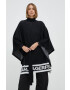 Karl Lagerfeld poncho de lana femei culoarea negru - Pled.ro