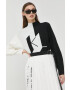 Karl Lagerfeld pulover femei culoarea negru light cu turtleneck - Pled.ro