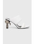 Karl Lagerfeld slapi de piele IKON HEEL femei culoarea alb cu toc drept KL39005 - Pled.ro