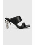 Karl Lagerfeld slapi de piele IKON HEEL femei culoarea negru cu toc drept KL39005 - Pled.ro