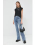 Karl Lagerfeld top din bumbac culoarea alb - Pled.ro